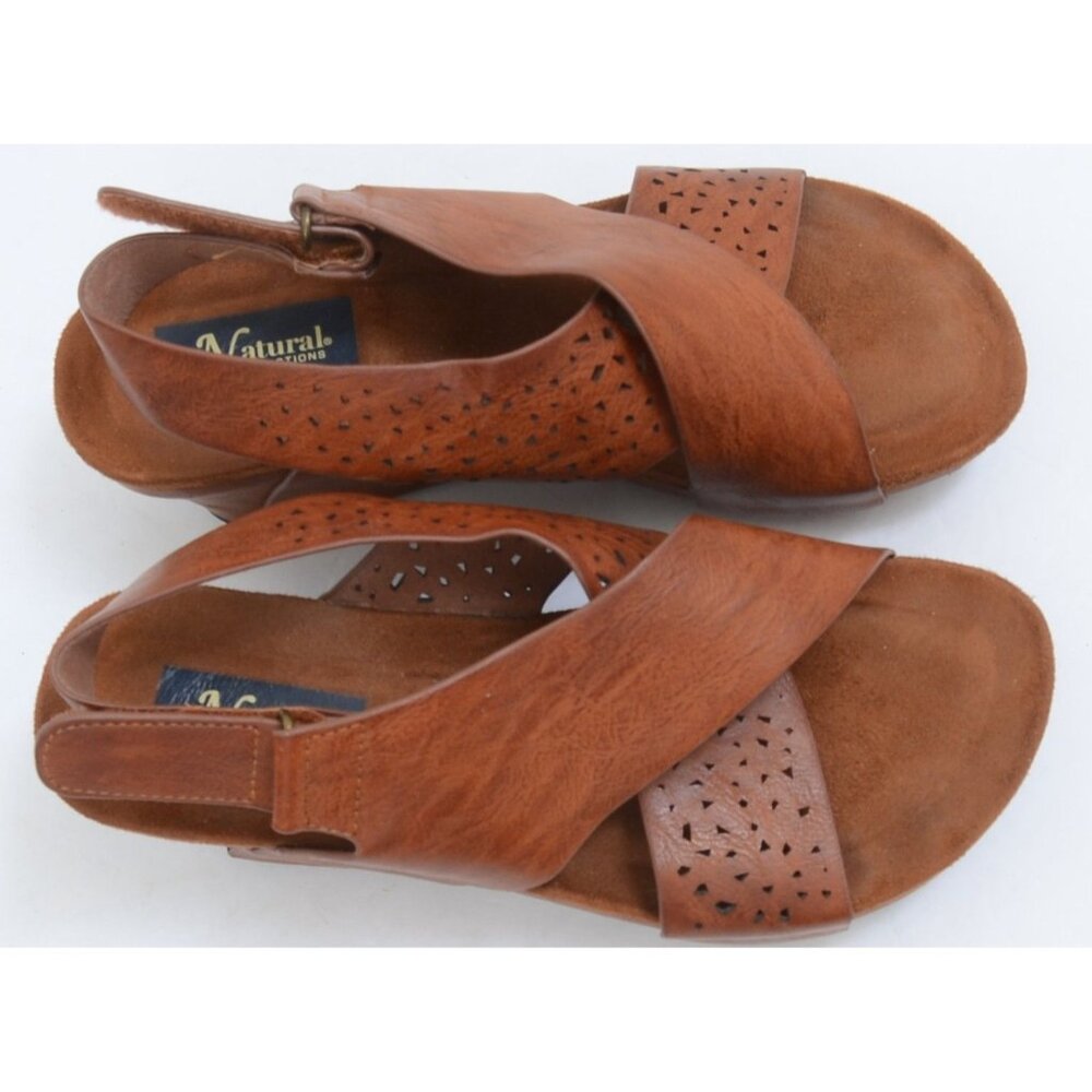 Natural Reflections Marsha Wedge Sandals Vegan Leather Boho Beachy Summer Sz 7 - Picture 8 of 9